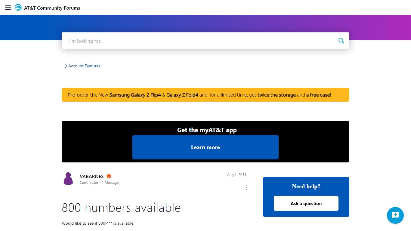 ‎800 numbers available | AT&T Community Forums